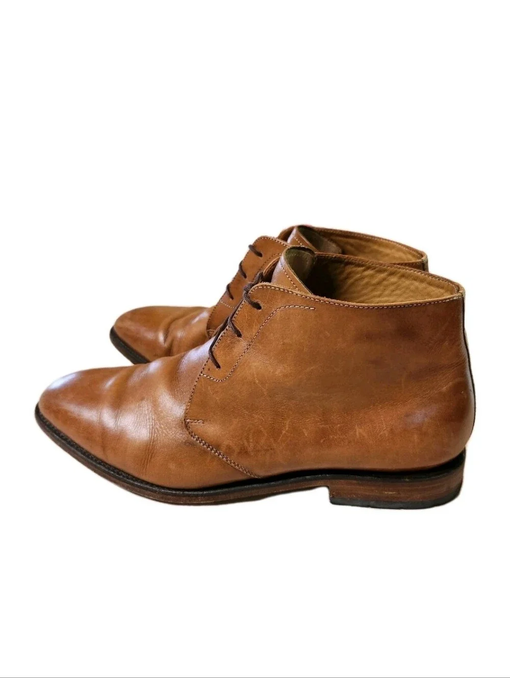 Floris Van Bommel Cognac Calf Leather Chukka Boots Mens 10.5 US Ankle Dress Shoe